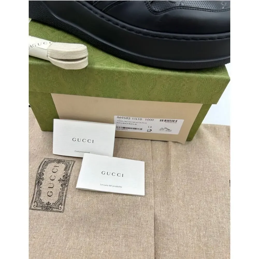 Men's Gucci, GG embossed leather sneakers size 13 fits 13.5 US made in Italy
